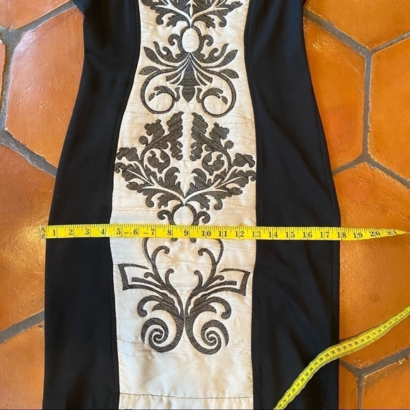 Yoana Baraschi Bodycon Stretch Embroidered  Silk Cocktail Dress Black Sz XS - Picture 11 of 11